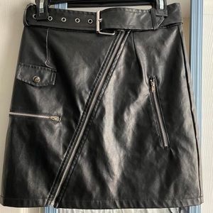 Faux Leather Biker Skirt